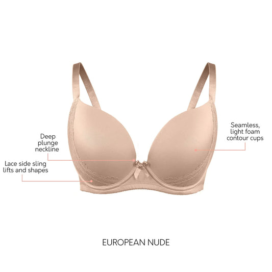 Casey Plunge T-Shirt Bra 2801 - European Nude