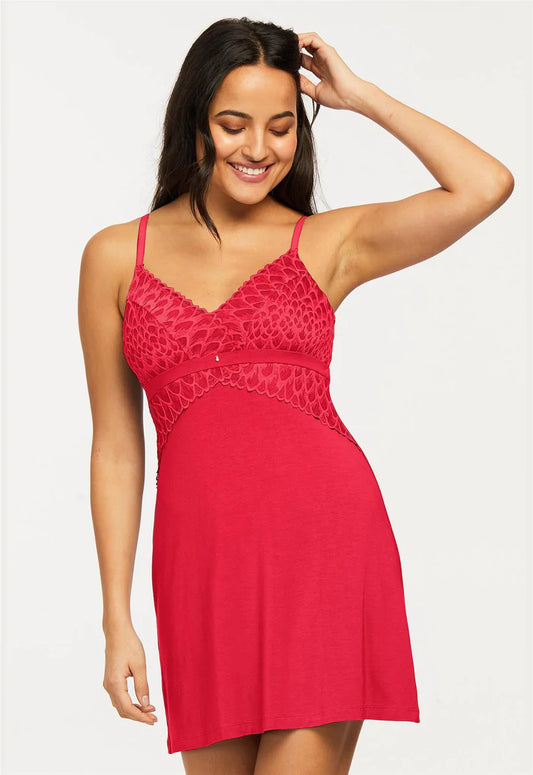 Modal Bust Support 34" Chemise 9397 - Sunkissed Red