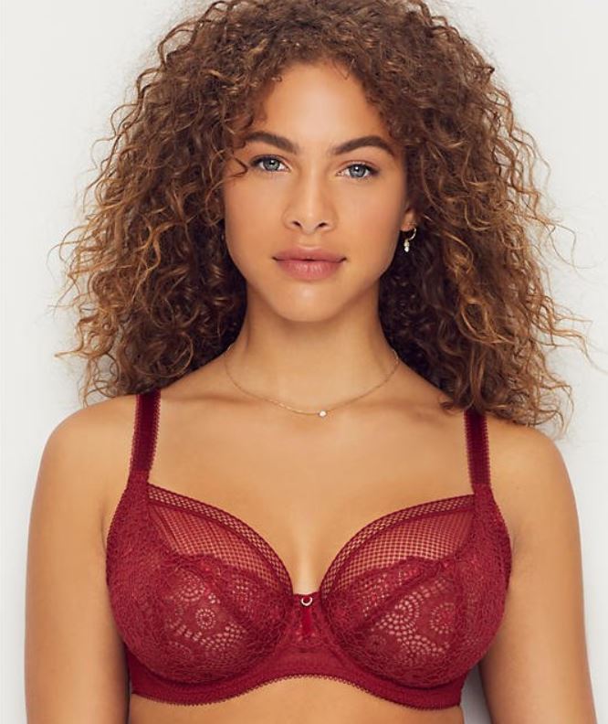 Pink invisible lace plunging underwire full cup bra