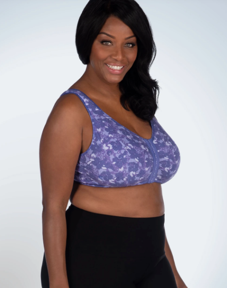 110 Meryl - Front Close Leisure Bra - Lavender Floral Camo