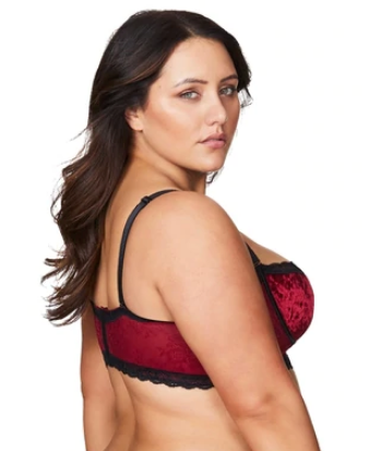 Velvet Balconette Bra 10783 - Merlot and Black