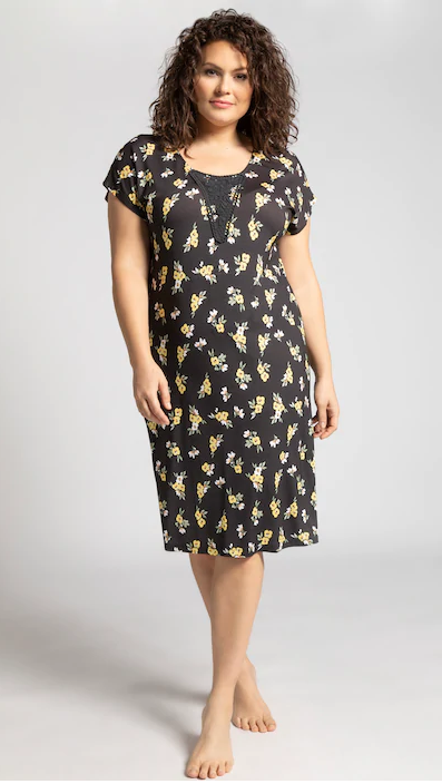 Buttercup Lace Trim Stretch Knit Nightgown 74999076 - Navy