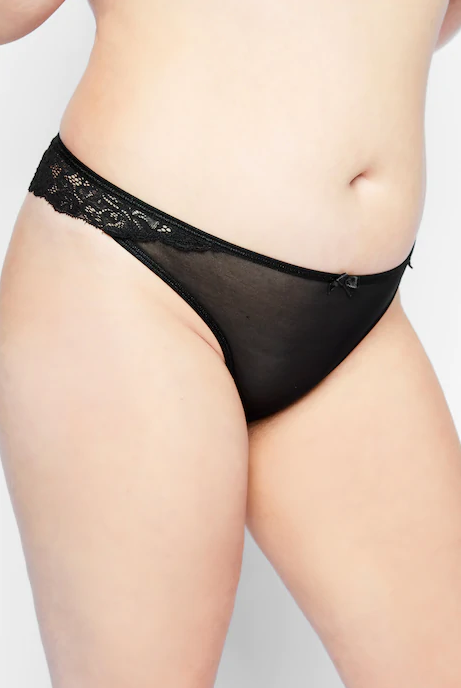 Black High Waisted Strap Lace Thong