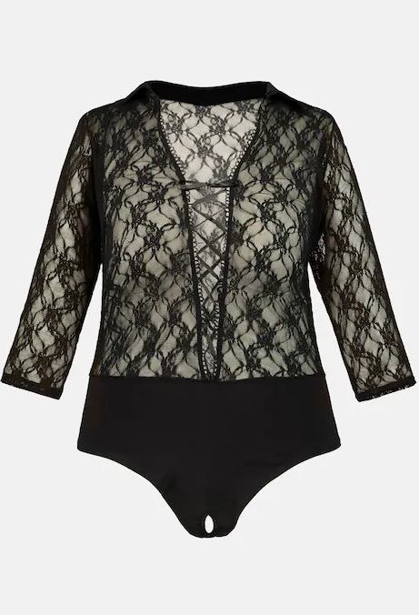 Laced Front Teddy 78107010 - Black