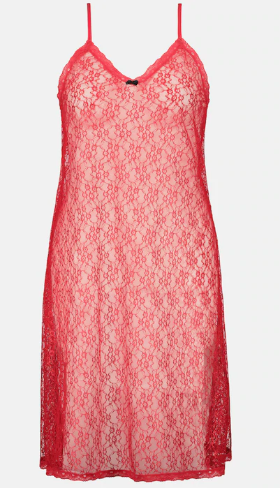 Lace Negligee with Spaghetti Straps 791649530 - Red