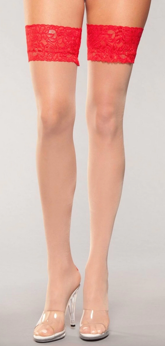 Sweetheart Hearts Stay-Up Thigh Highs BWH800 - Red