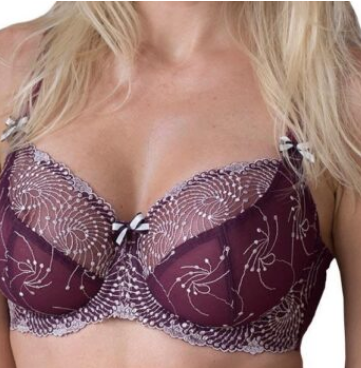 Stylish bra, beautiful lace, straps over bust, flowers, B to J-cup
