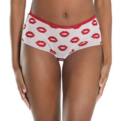 Lip Print Booty Shorts 2573P - White and red – Purple Cactus Lingerie