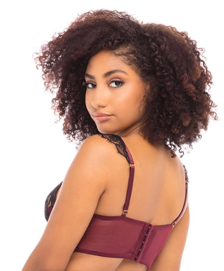 Nicole Eyelash Lace Bralette 40-11425 - Zinfandel/Black