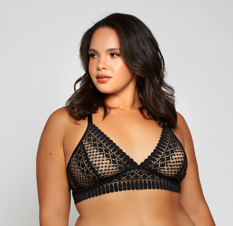 Hazel Geometric Lace Bralette 77031 - Black