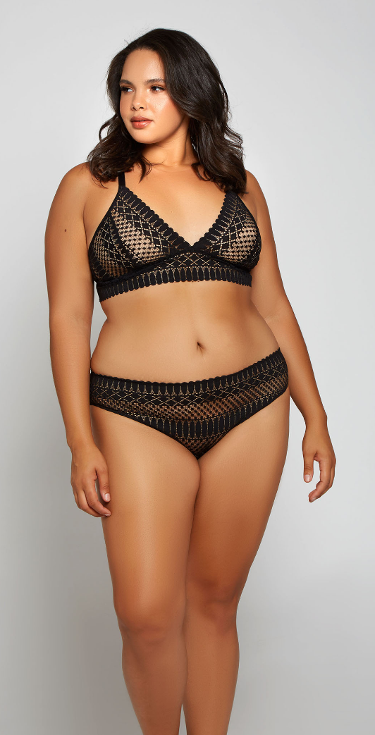 Hazel Geometric Lace Bralette 77031 - Black