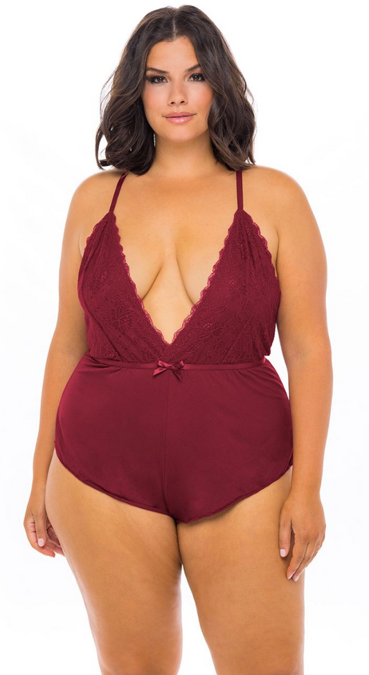 Romper with Plunge Neckline 11633 - Wine