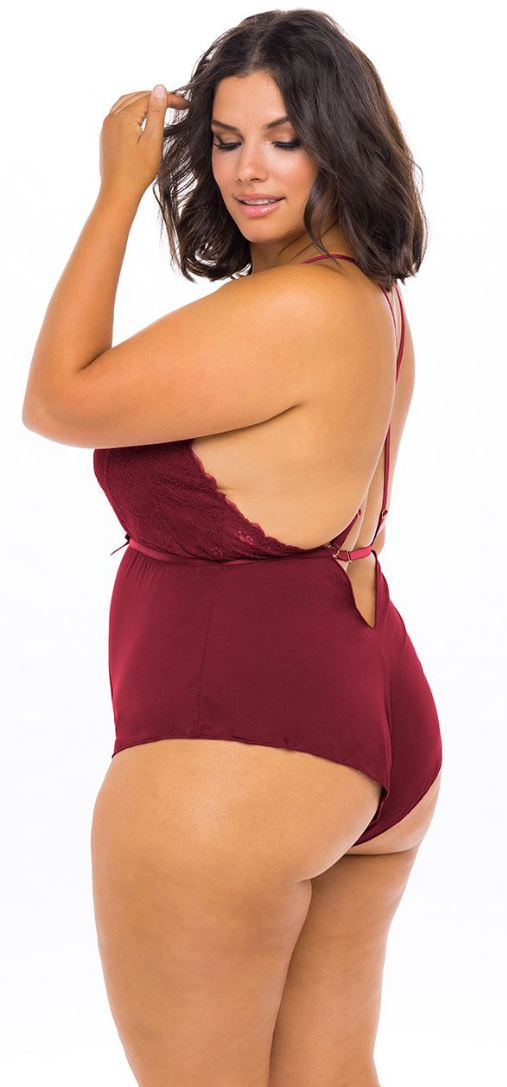 Romper with Plunge Neckline 11633 - Wine
