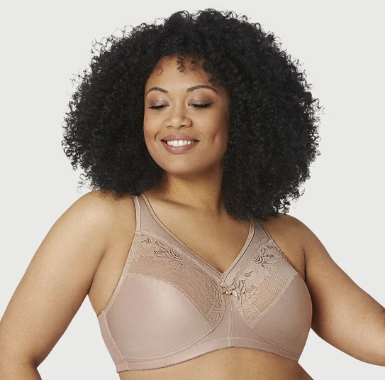 Lace See Through Full Coverage Gather Push Up Minimizer Bra Pink