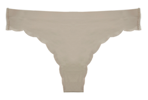 Cotton and Scalloped Trim Bikini Panty - White