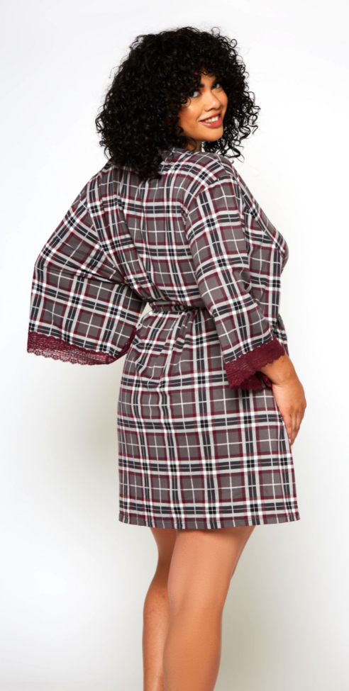 Jessie Robe 78117 - Burgundy Plaid