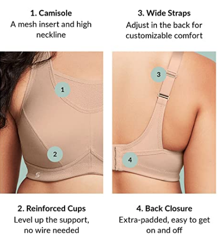 1066 Medium Support Wireless Camisole Sport Bra - Grey/Yellow