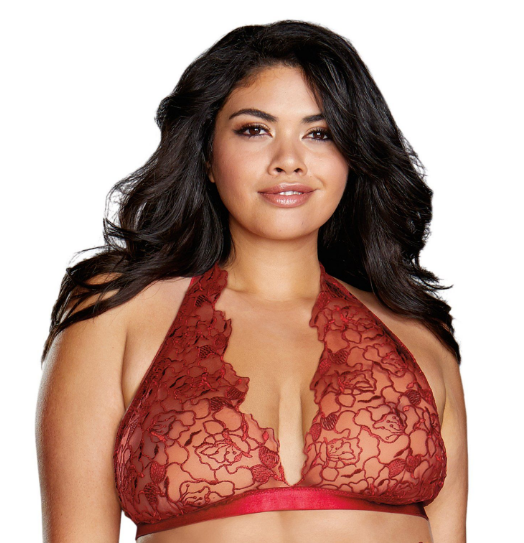 Floral Embroidery Bralette 12170 - Garnet