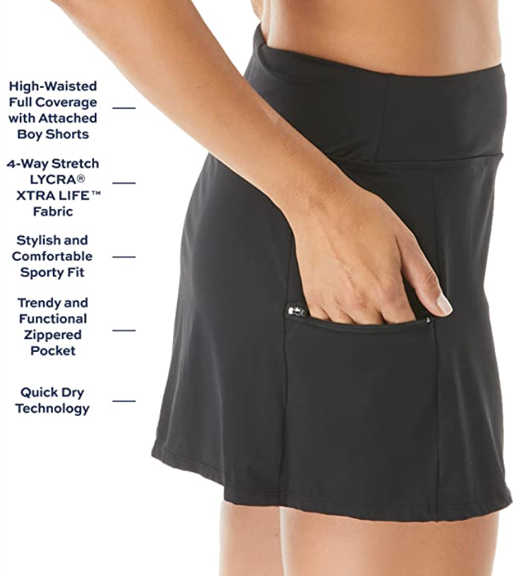 Emma Pull On Swim Skort H58371 - Black