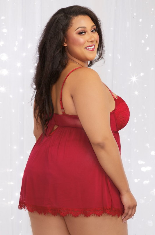 Strappy Stud Babydoll 12378 - Garnet