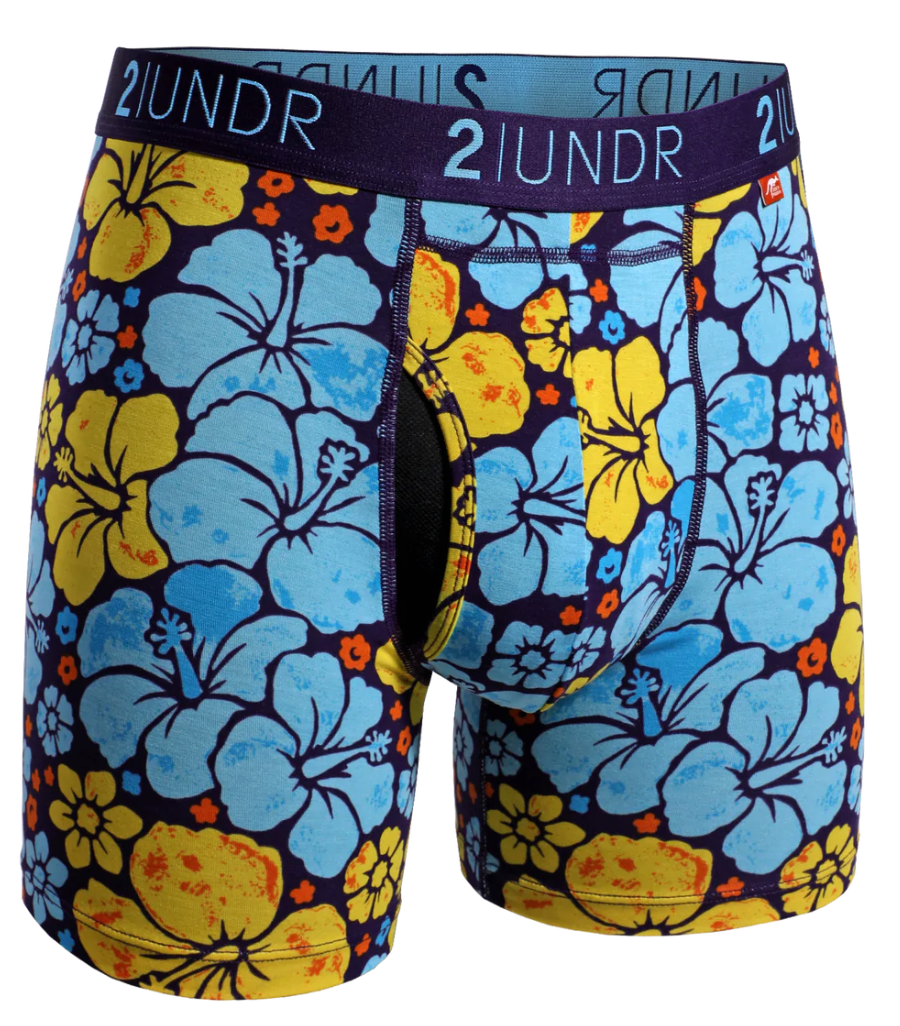 2UNDR 2PACK 6" Swing Shift Boxer Brief - Flower Power/Smiley
