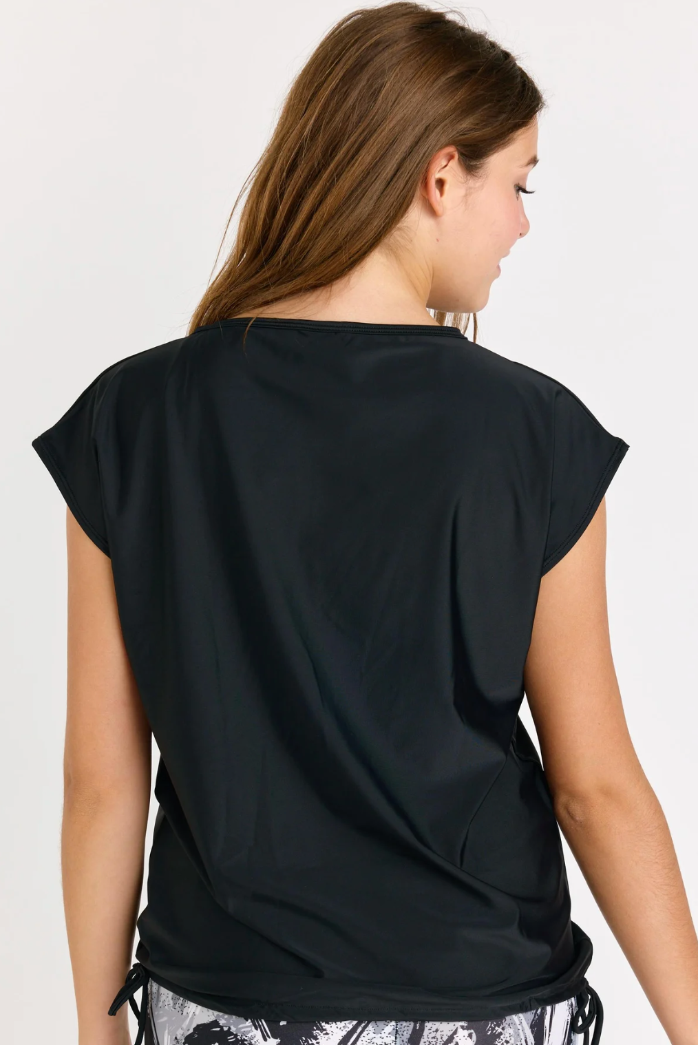 Daphne Cap Sleeve Swim Top - Black