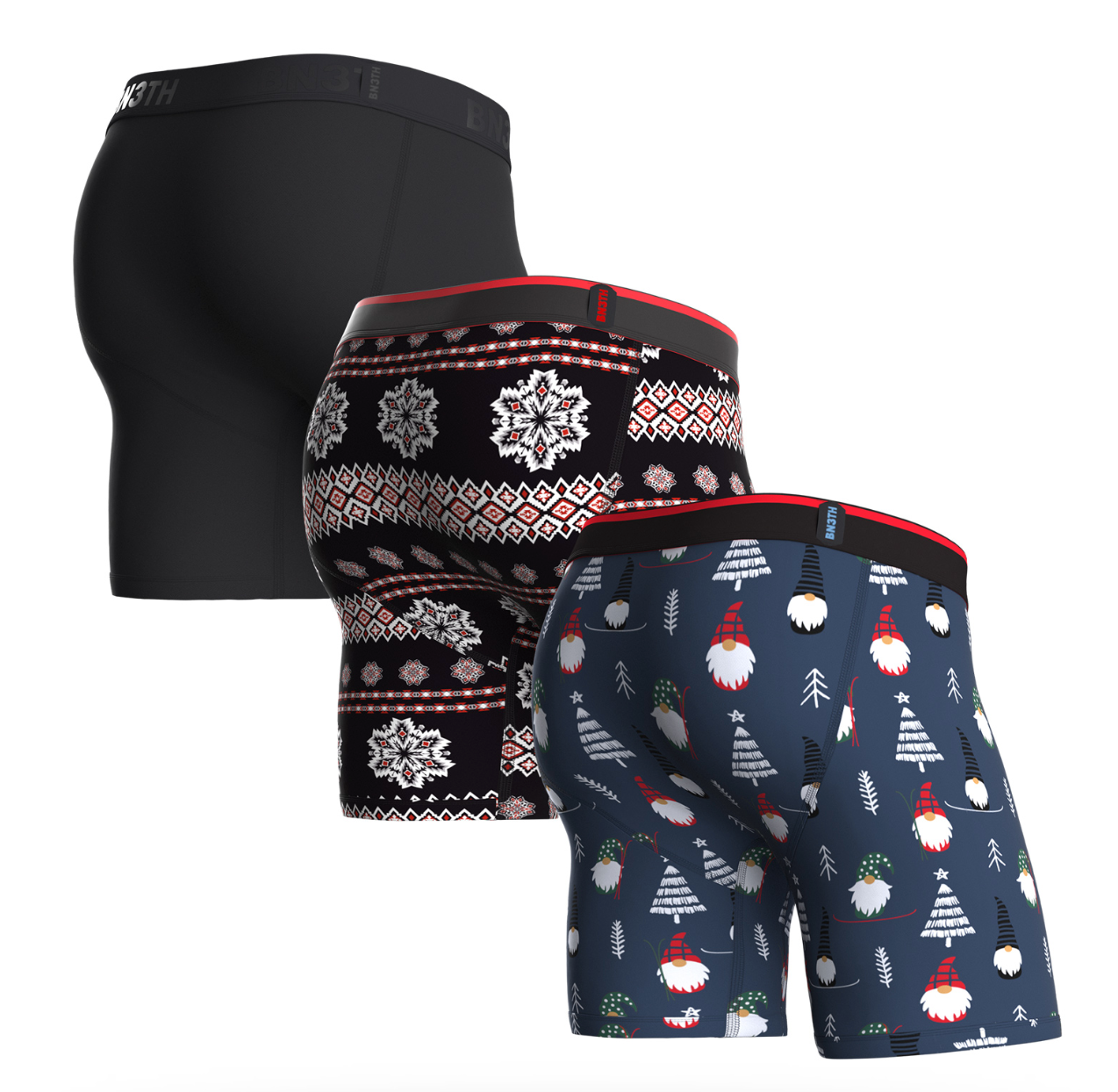 BN3TH Classic 6.5" Boxer Brief 3 Pack - Gnome for the Holidays
