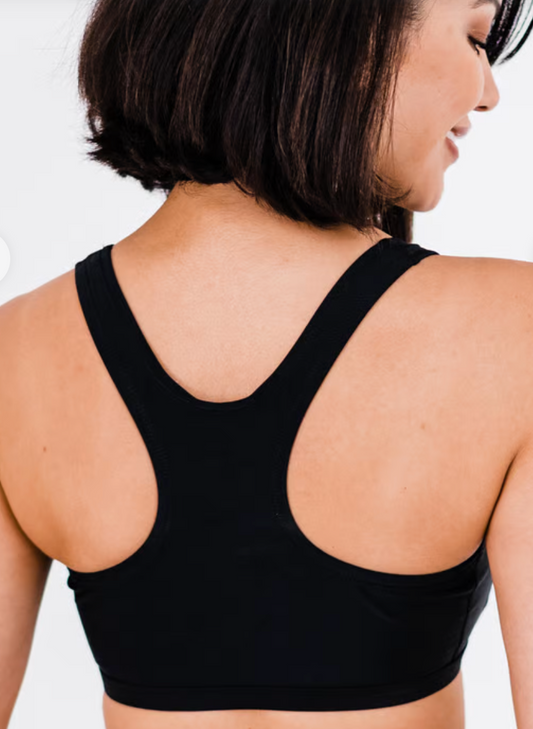 Wireless Racerback Swim Bra - Black