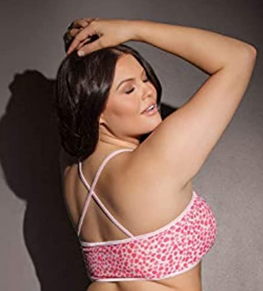 Hearts Mesh Bralette 2575 - White/Pink