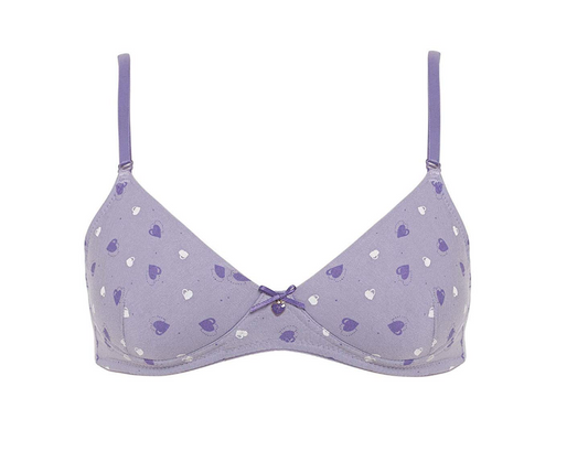 Teen Bra (X) Pattern Wireless 2 Pack - Violet Print/White