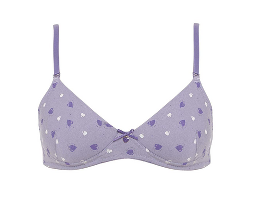 Teen Bra Pattern Wireless 2 Pack - Violet Print/White