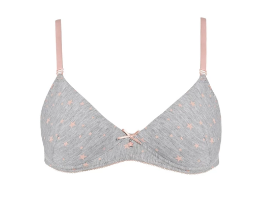 Teen Bra (X) Pattern Wireless 2 Pack - Grey Marl/White