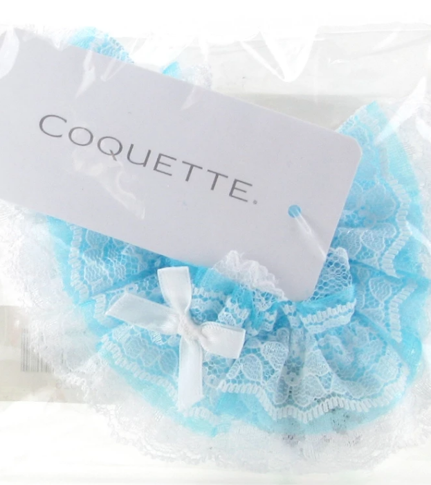 Ruffled Lace Garter 104 - White and Blue