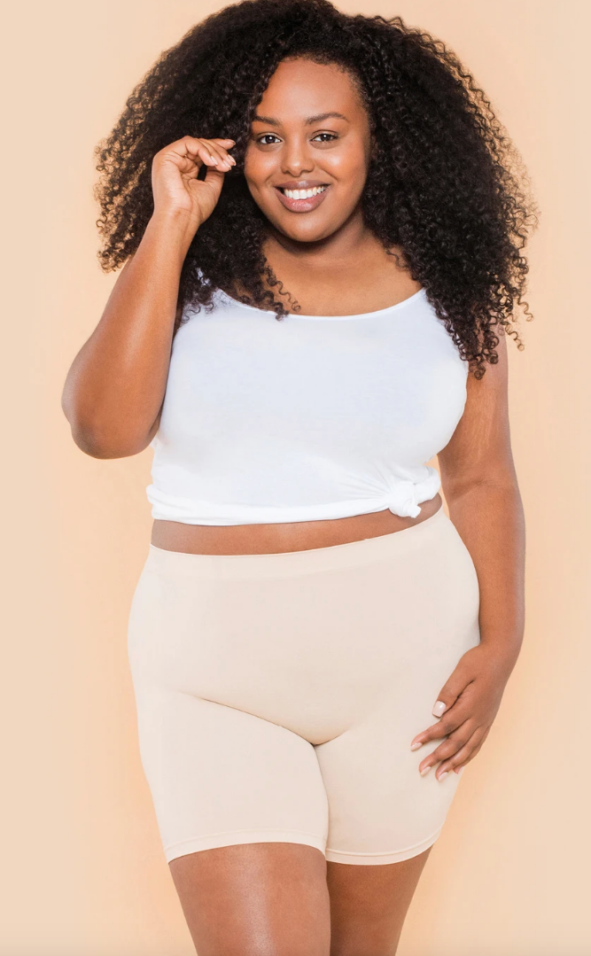 slip shorts for under dresses SLIMBELLE Half Women Tummy Shapewear Slip Dress With Built In Anti Chafing Boyshorts Panties Nude S at Amazon Women's Clothing store soft microfiber fabric wicks moisture while staying lightweight Anti Chafing Shorts Women Womens