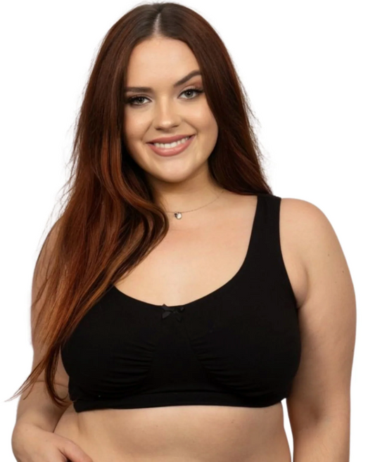6459 Plus Wireless Cotton Bralette EL6459 552 - Black