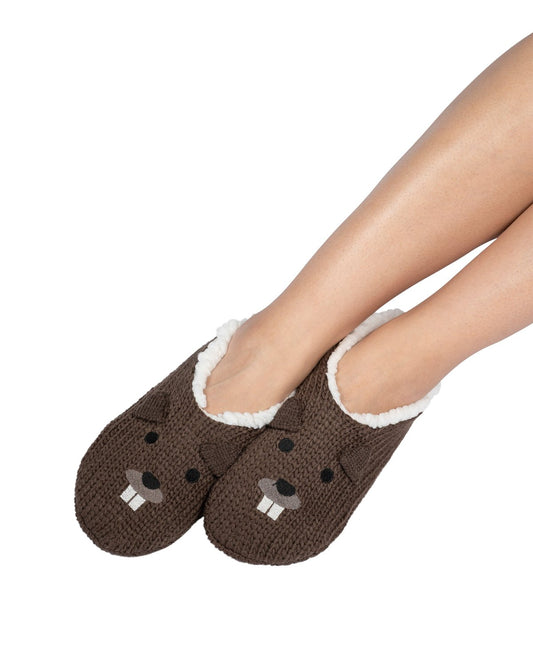 Coffee Shoppe Critter Ankle Slippers - Beaver