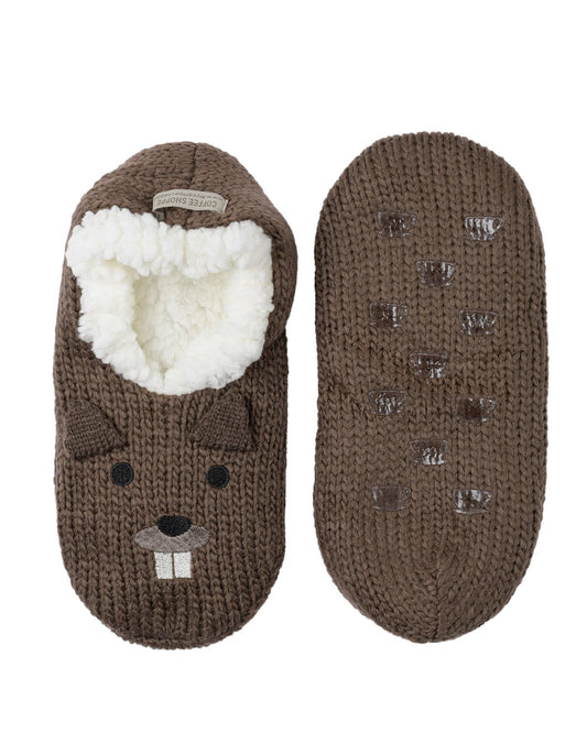 Coffee Shoppe Critter Ankle Slippers - Beaver