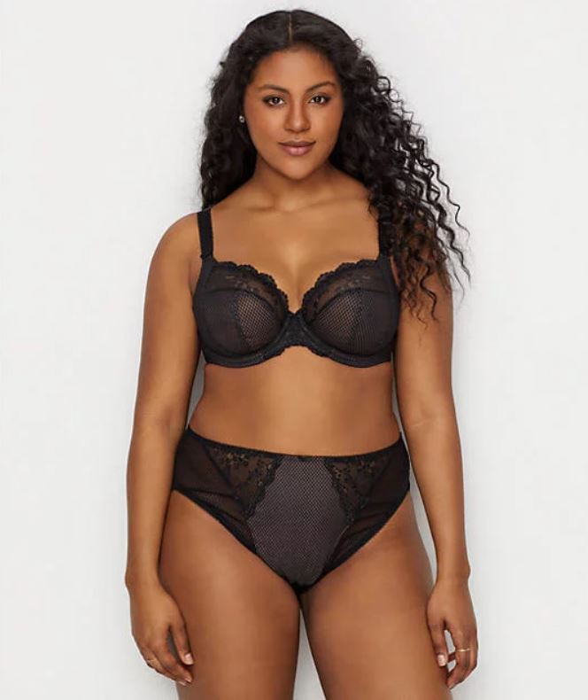 Charley Stretch Lace Underwire Plunge Bra EL4382 - Black