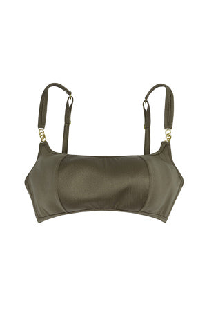 High Shine Swimsuit Cropped Bikini Top 012 - Khaki