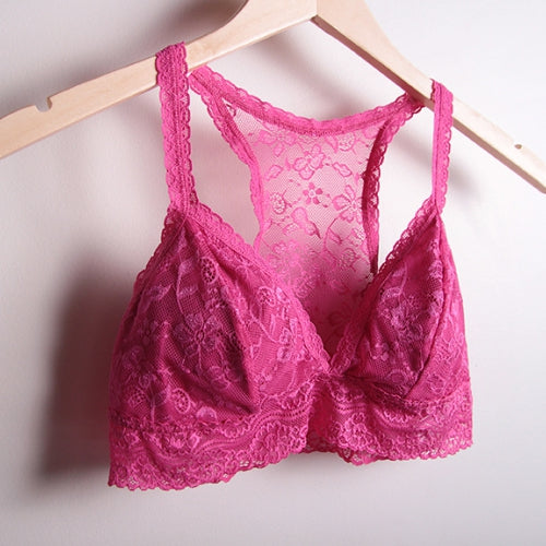 1004 Racerback Wireless Lace Bralette - Hot Pink