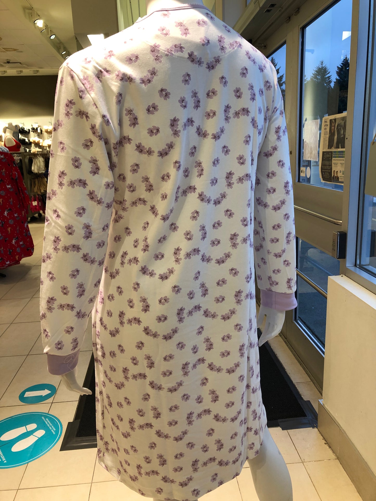 100% Cotton Long Sleeve Nightgown 51203 - Lavender Floral (Glicine)