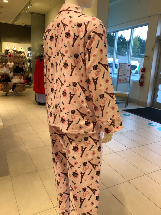 100% Cotton Flannel Pyjamas 15175 - Love Paris