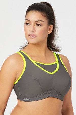 1066 (SC) Medium Support Wireless Camisole Sport Bra - Grey/Yellow
