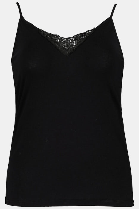 Eco Cotton Lace Inset Cami 723499 - Black