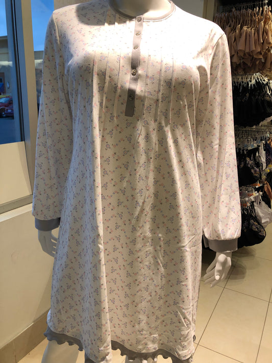 100% Cotton Long Sleeve Nightgown 51189 - Perla