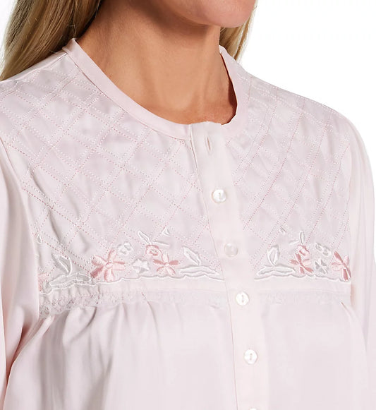Embroidered Brushed Back Satin Nightgown 11377 - Pink