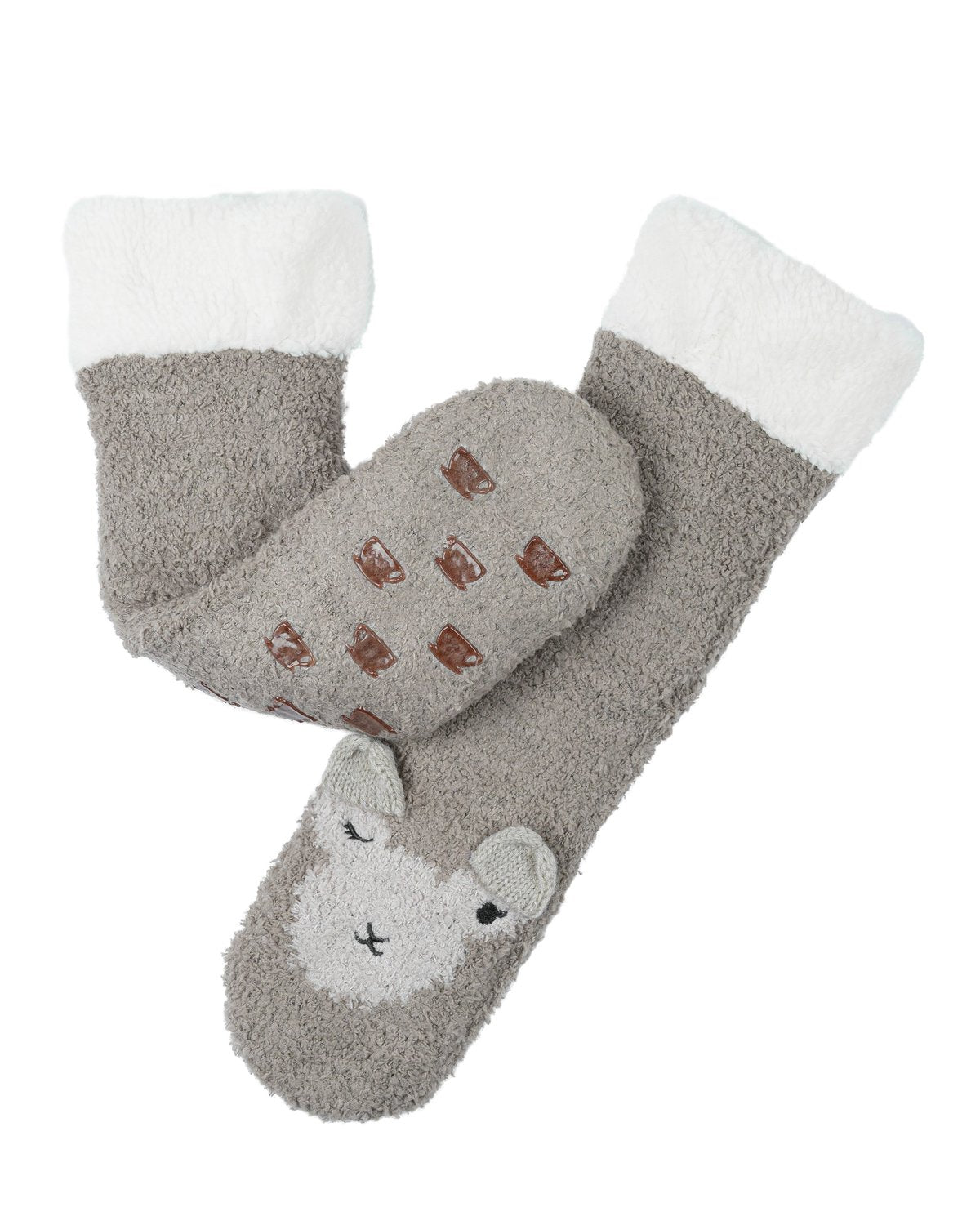 Coffee Shoppe Marshmallow Critter Lounge Socks - Llama