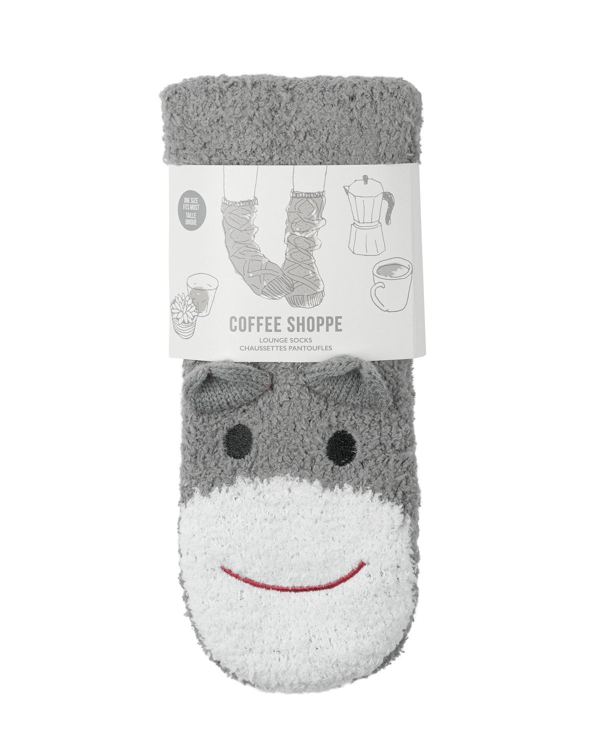 Coffee Shoppe Marshmallow Critter Lounge Socks - Sock Monkey
