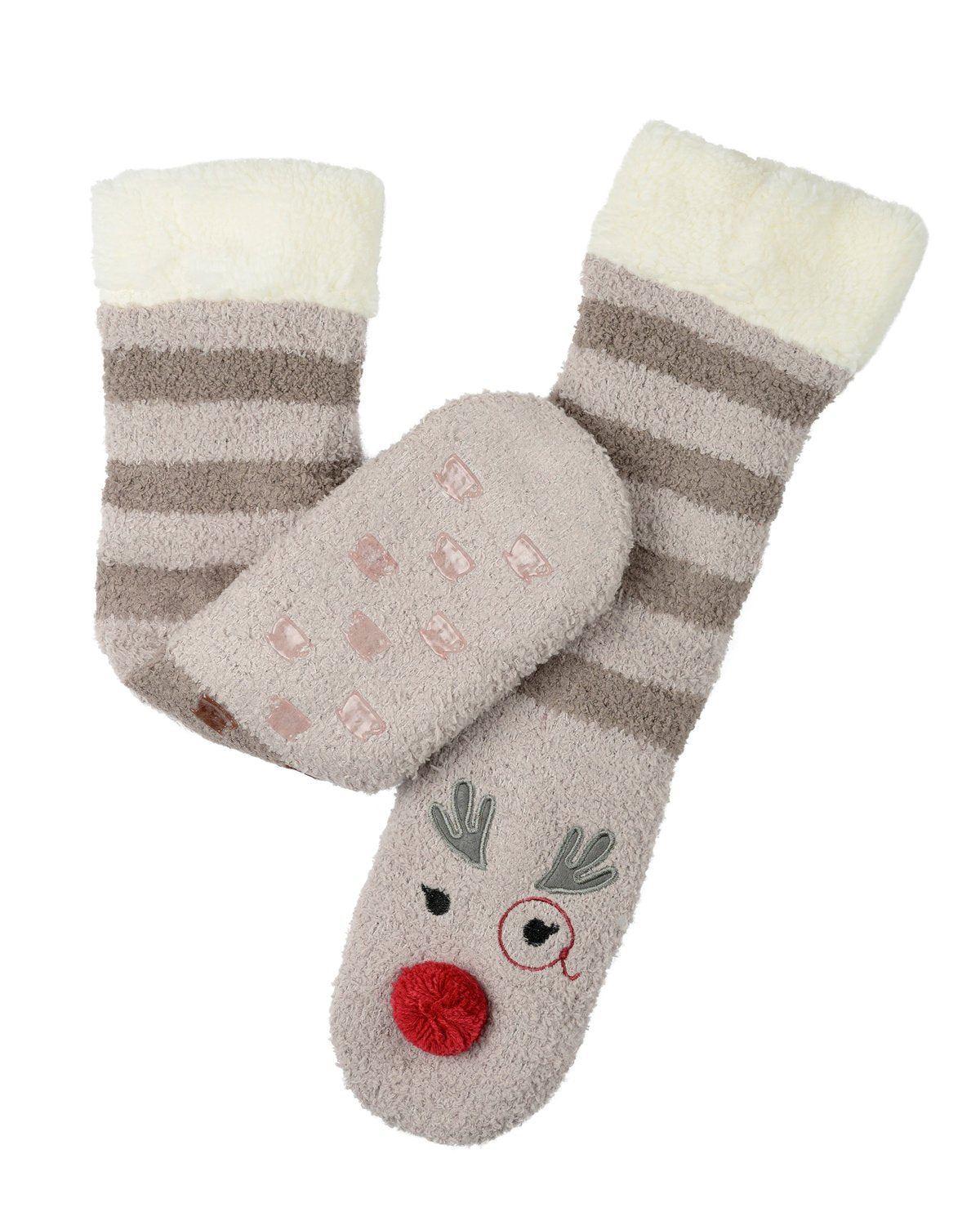 Coffee Shoppe Marshmallow Critter Lounge Socks - Rudolph