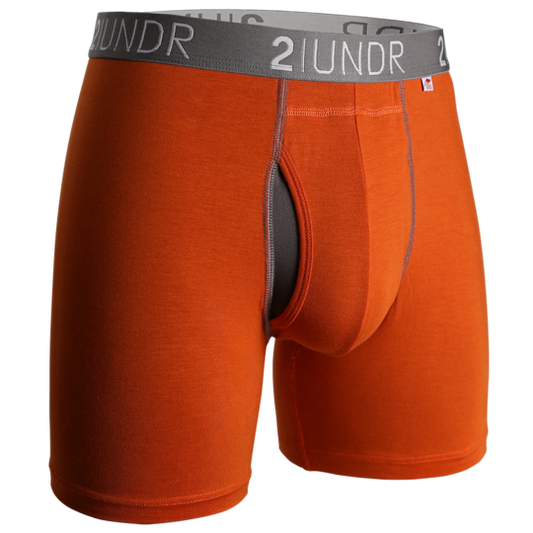 2UNDR 6" Swing Shift Boxer Brief - Orange/Grey